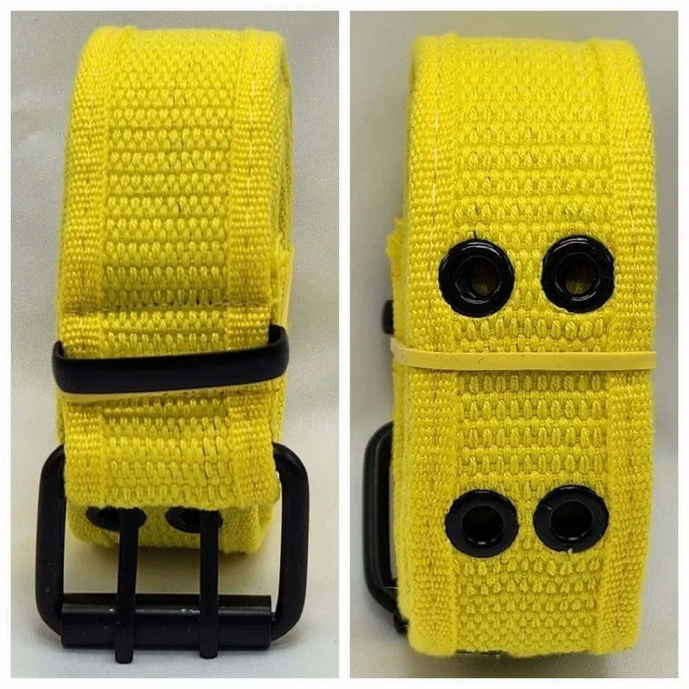 🔸️Unisex Yellow Double Grommet Canvas Belt Small